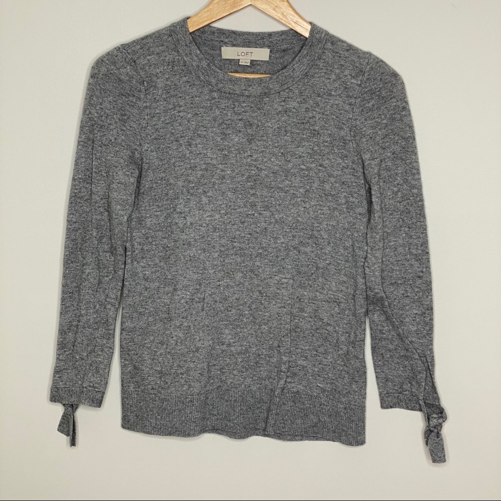 Womens LOFT sweater with tie sleeves